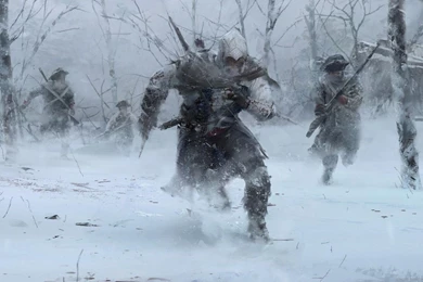 Download 1600x900 Assassins Creed 3 Winter Forest Run Wallpapers