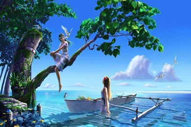 3D Girls Ocean Desktop Wallpaper Nature.jpg