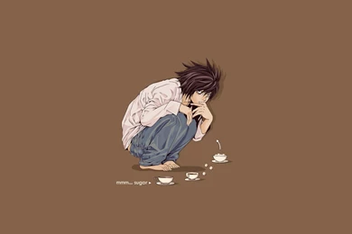 Death Note, Sugar, L., Anime, Simple Background, L Lawliet ...