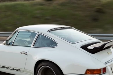 640x960 White Singer Porsche 911 Side Road Iphone 4 Wallpapers