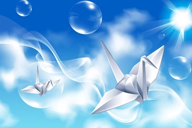Origami Cranes In The Sky Wallpapers   Free Wide HD Wallpapers