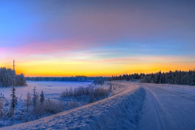 Download Wallpapers 3840x2160 Panorama, Sunset, Road, Winter ...