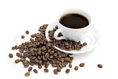 Coffee Cup And Coffee Beans Isolated On A White Backgrounds ...