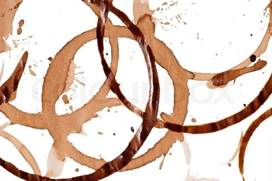 Close Up Of Coffee Cup Stains Isolated On White Backgrounds