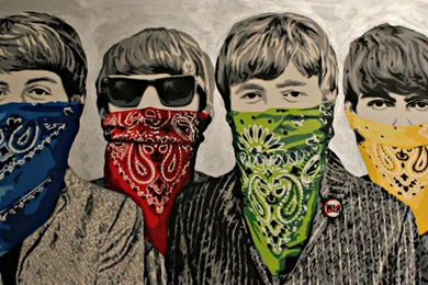 Banksy Beatles Bandanna Graffiti Band Group Image Download HD ...