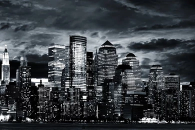 The Black White City Skyline Tablet Phone Wallpaper Backgrounds ...