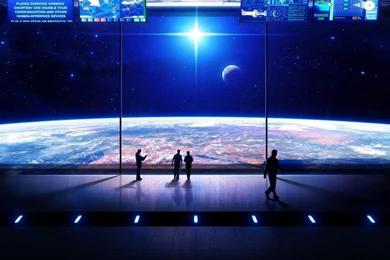 Download Wallpapers 1920x1080 Space, Moon, People, Periphery, Blue ...