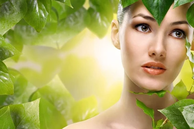 Girl With Green Leafs Backgrounds In 1600x900 Resolution