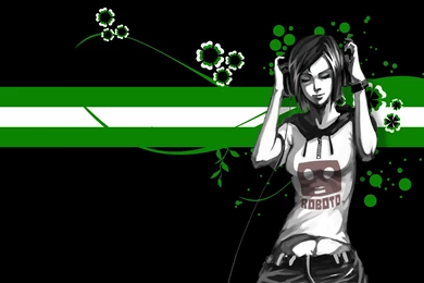 Green Women Abstract Headphones Girl HD Wallpapers   1766240