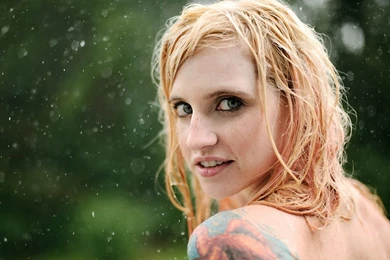 Download Wallpapers 1920x1080 Girl, Green eyed, Tattoo, Hair, Wet ...