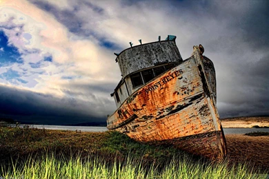 Vintage, Old Ship, Grass, Photography, Desktop, Landscape