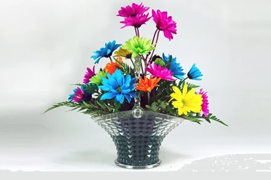Colorful Flowers Vase Wide Full HD