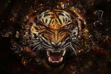1680x1050 Angry Tiger Artwork Wallpapers
