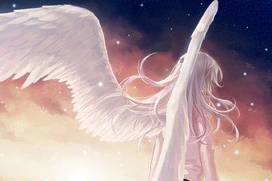 Download Wallpapers 3840x2160 Angel Beats, Girl, Wings, Angel, City ...