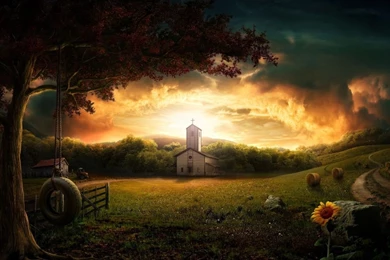 Download Wallpapers 1024x768 3d, Photoshop, Nature, Landscape ...