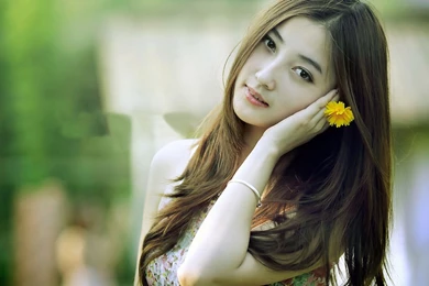 Download Wallpapers 1920x1080 Girl, Flower, Asian, Model Full HD ...