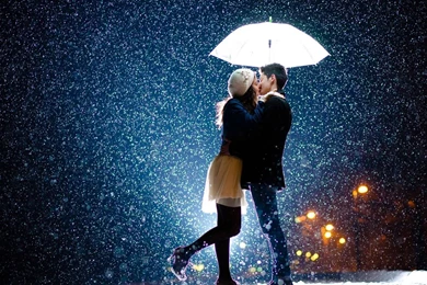 Download Wallpapers 1920x1080 Couple, Love, Kiss, Snow, Umbrella ...