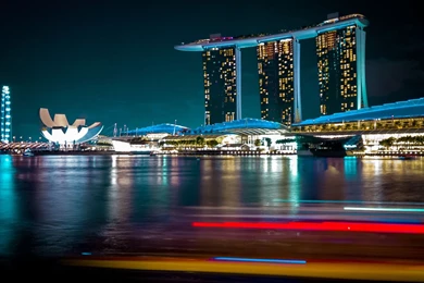 Singapore Architecture Travel Buildings Night City Lights Bokeh ...