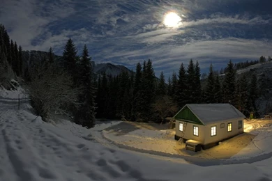 1366x768 House In Winter Wallpapers