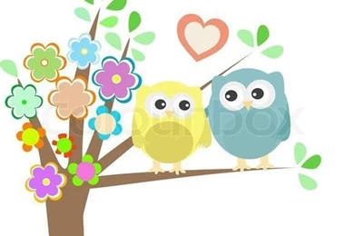 Backgrounds With Owls In Love Sitting On Branch