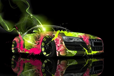 Audi R8 Green Pink Abstract Car