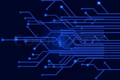 Circuit Board On A Dark Blue Backgrounds