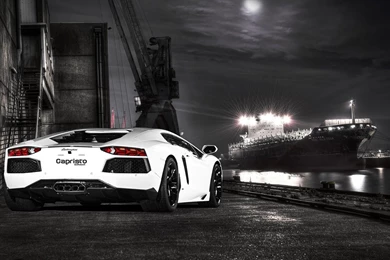 A White Lamborghini On The Docks At Night [Your Popular HD ...