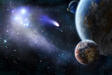 Planet And Comet In Space Wallpapers
