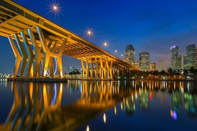 Download Wallpapers 3840x2160 City, Lights, Dusk, Bridge, House 4K ...