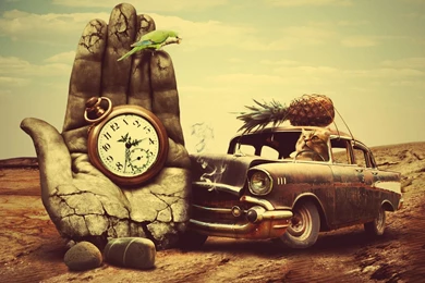 Download Wallpapers 1920x1080 Creative, Hand, Surrealism, Car ...