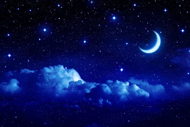 Night Moon Romance Love Stars Sky Clouds Wallpapers