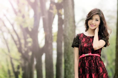 Download Wallpapers 2560x1080 Dress, Asian, Girl, Smile, Love ...