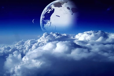 Sci Fi Space Nature Clouds Sky Dream Moon Planets Stars Cg Digital ...
