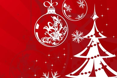 Download Christmas White Silhouettes On Red Wallpapers For IPad