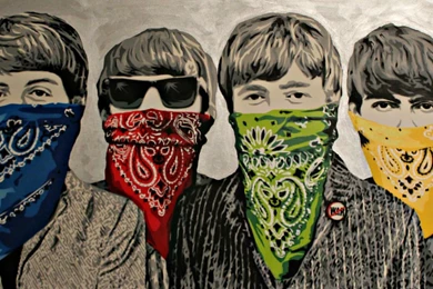 Banksy The Beatles Bandanna Graffiti Band Group Wallpapers ...