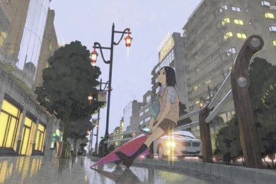 Sad Schoolgirl In The Rain Wallpapers   Anime Wallpapers
