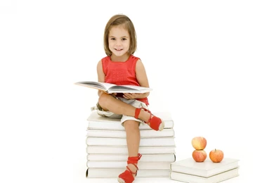 Download Wallpapers 3840x2400 Schoolgirl, Books, Lots Of, Apples ...