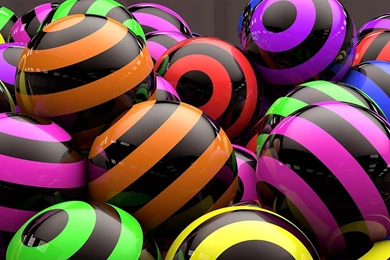 Striped Colorful Spheres Wallpapers   3D Wallpapers