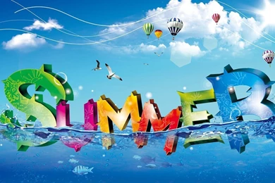 Colorful Fresh Summer Water Letter Wallpapers