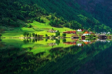 Nature Forest Green Summer Home Village Lake Wallpapers