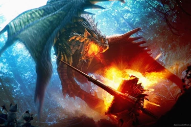 Download 1366x768 Dragon Fight Knight Wallpapers