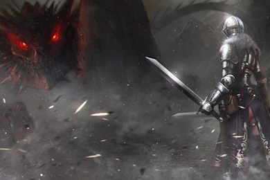 1366x768 Knight Vs Dragon Wallpapers