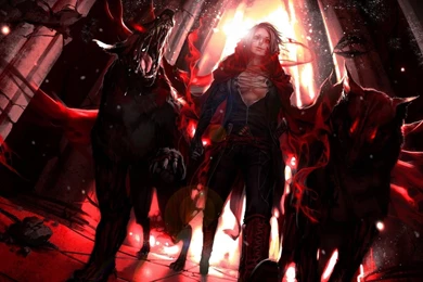 1440x900 Anime Girl With Hellhounds Wallpapers