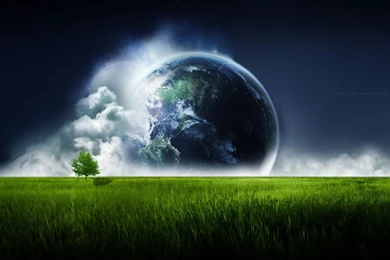 Earth Over The Green Prairie Sky Wallpapers