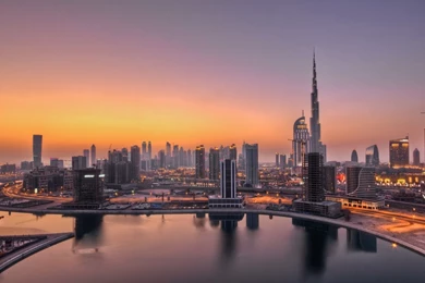 Skyscrapers: Dawn Dubai Hdr Skyscrapers City Harbor Uae Lights ...