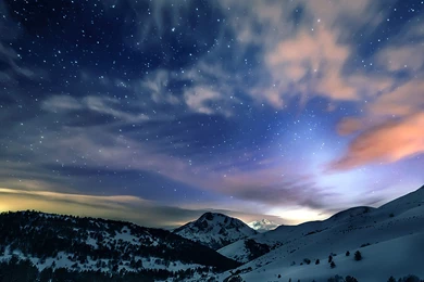 Stars Sky Snow Mountain Wallpaper.jpg