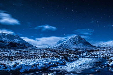 Download Wallpapers 2560x1024 Night, Sky, Stars, Mountains, Stream ...