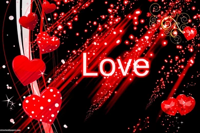 Black Abstract Wallpapers With Red Love Hearts