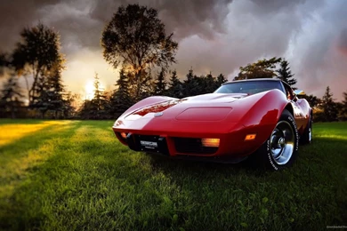 Download 1920x1080 Red Retro Corvette Wallpapers