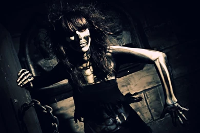 Dark Skull Skeleton Horror Scary Creepy Spooky Women Brunette ...